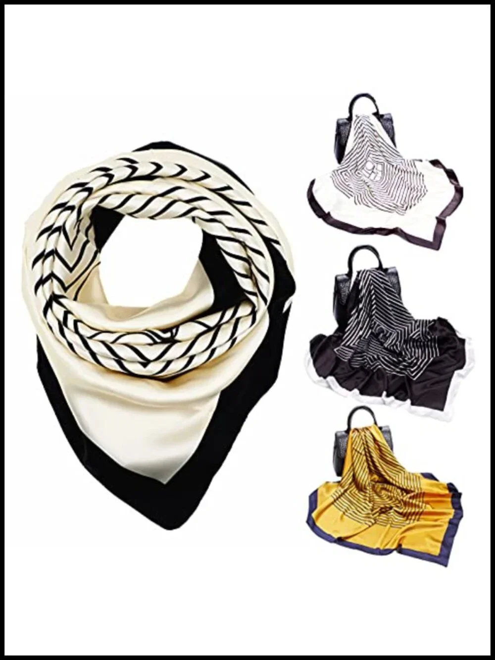 3 pcs 35x35 Silk Feeling Polyester Square Fashion Scarf for Head Hair Wrap